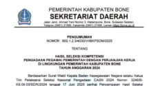 Ini Hasil Seleksi PPPK Tenaga Teknis Pemkab Bone 2024, Cek Namamu di Sini!