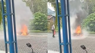 [VIDEO] Detik-Detik Motor Terbakar di SPBU Bone Usai Isi Bensin