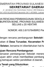 Pemerintah Provinsi Sulsel Siapkan Lahan 20 Hektar untuk Pembangunan SMA di Ponre Bone