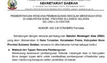 Pemerintah Provinsi Sulsel Siapkan Lahan 20 Hektar untuk Pembangunan SMA di Ponre Bone