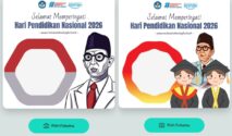 Ilustrasi desain bingkai foto atau twibbon peringatan Hari Pendidikan Nasional 2026.