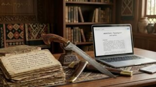 Grafis Ilustrasi Harmonisasi Tradisi di Bone Dengan Naskah Lontara Panduan Filosofi Sulapa Eppa Secara.