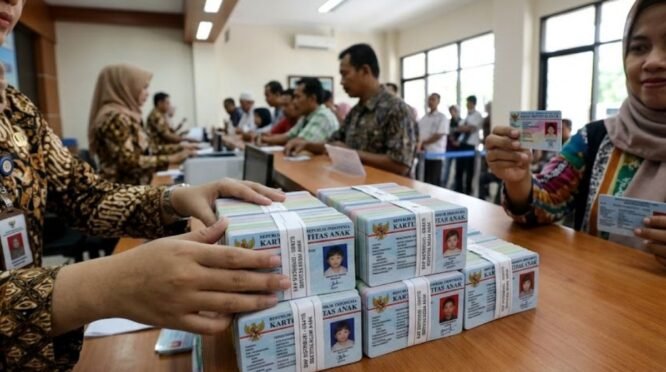 Grafis Tumpukan Kartu Identitas Anak (KIA) Disdukcapil Bone untuk Panduan Lengkap Syarat KIA Bone Secara Resmi dan Gratis.