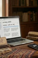 Naskah Lontara Bugis asli dan laptop sebagai simbol penerapan pesan bijak leluhur Bugis dalam kehidupan modern di Kabupaten Bone.