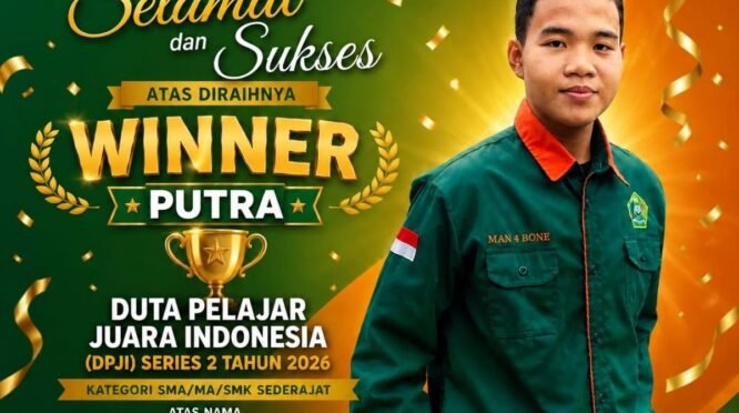 Banggakan Bone, Siswa MAN 4 Alfatta Husaidin Sukses Raih Gelar Nasional Duta Pelajar Juara Indonesia 2026