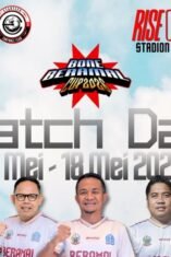 Poster promosi turnamen sepak bola Bone Beramal Cup 2026 menampilkan foto tiga tokoh penyelenggara, ilustrasi pemain sepak bola, dan deretan logo sponsor kegiatan.