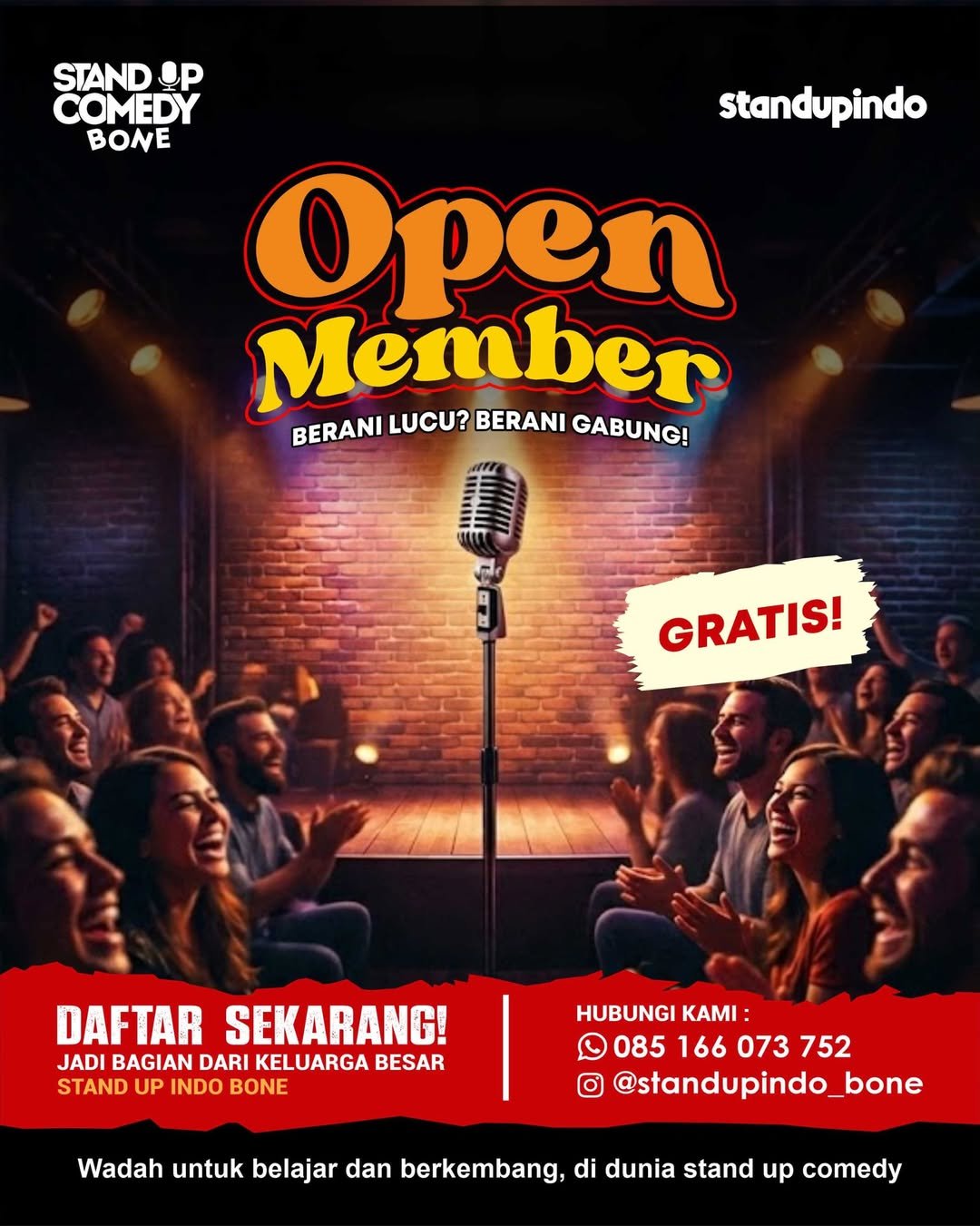 Komunitas Stand Up Indo Bone Resmi Buka Pendaftaran Anggota Baru Secara Gratis