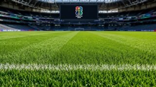 Rumput stadion Piala Dunia 2026 dengan kualitas premium yang dikembangkan menggunakan teknologi dan standar ketat FIFA.