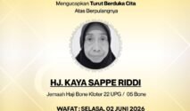 Poster duka cita jemaah haji asal Bone Kaya Sappe Riddi yang wafat di Makkah, Arab Saudi, saat pelaksanaan ibadah haji 2026.