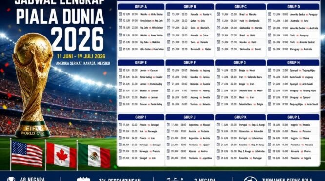 Jadwal Piala Dunia 2026 Resmi Dimulai 12 Juni, Meksiko vs Afrika Selatan Jadi Laga Pembuka Fase Grup