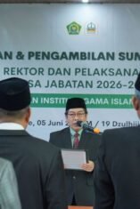 Pelantikan dan pengambilan sumpah jabatan pejabat IAIN Bone periode 2026–2030 yang dipimpin Rektor IAIN Bone di Aula Utama kampus.