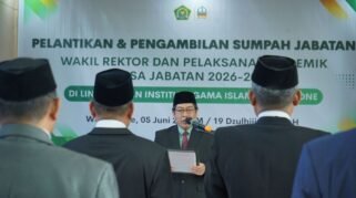 Pelantikan dan pengambilan sumpah jabatan pejabat IAIN Bone periode 2026–2030 yang dipimpin Rektor IAIN Bone di Aula Utama kampus.