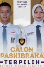 Foto formal dua orang Calon Paskibraka Terpilih tingkat pusat tahun 2026 asal Sulawesi Selatan, yakni Juan Pablo dan Taswina Putri, yang mengenakan seragam SMA.