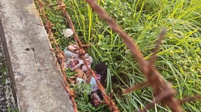 Tumpukan pakaian dalam ditemukan di semak-semak dekat pagar pembatas kawasan BTN Vila Bugenvil, Watampone, diduga berkaitan dengan laporan warga mengenai dugaan pencurian pakaian dalam.