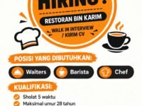 Restoran Bin Karim Buka Lowongan Waiters, Barista, dan Chef