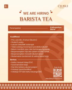Loker Barista Tea CHASUI Indonesia di Bone Dibuka 10 Loker Barista Tea CHASUI Indonesia di Bone Dibuka